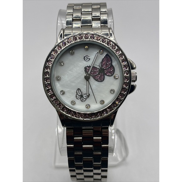 George Women's Quartz Watch Butterfly MOP Dial Stainless Steel Band- New Battery - Picture 1 of 8